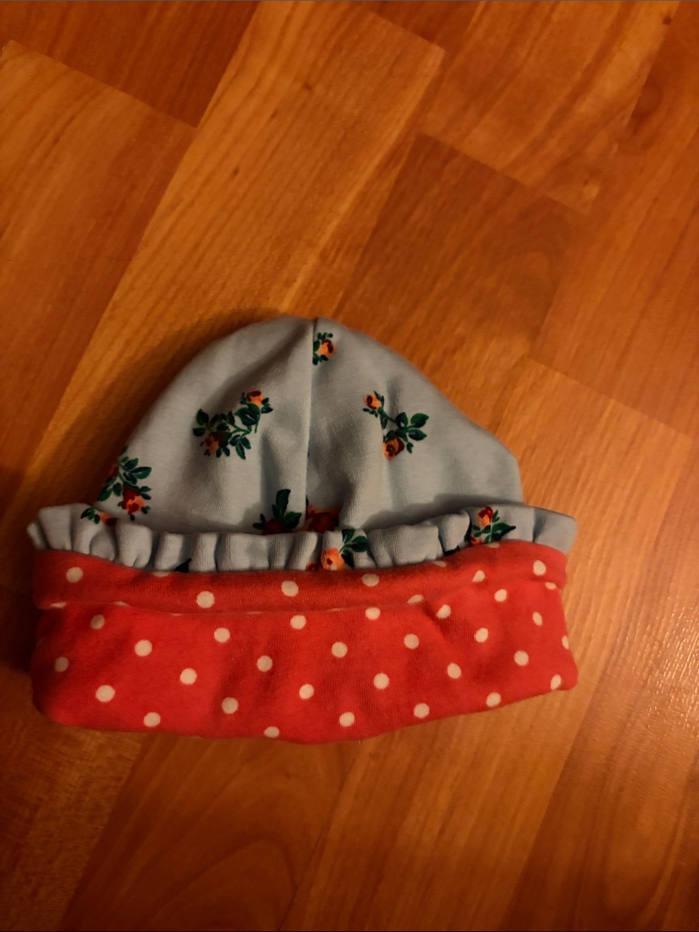 MATILDA JANE Baby Girls Floral & Polka Dot Reversible Beanie Hat 0-3 months
